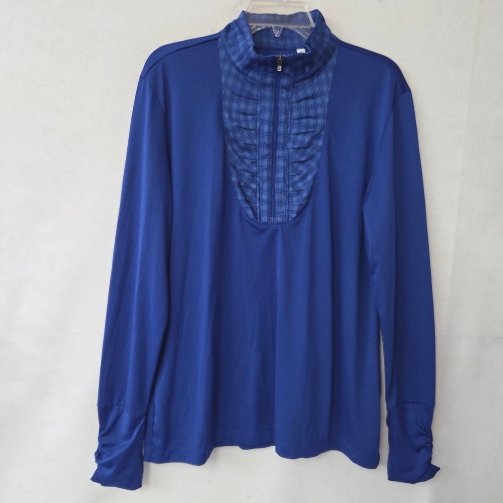 Cutter & Buck CB DryTec Luxe Women's Blue Long Sleeve 1/4 Zip Golf Polo Shirt XL